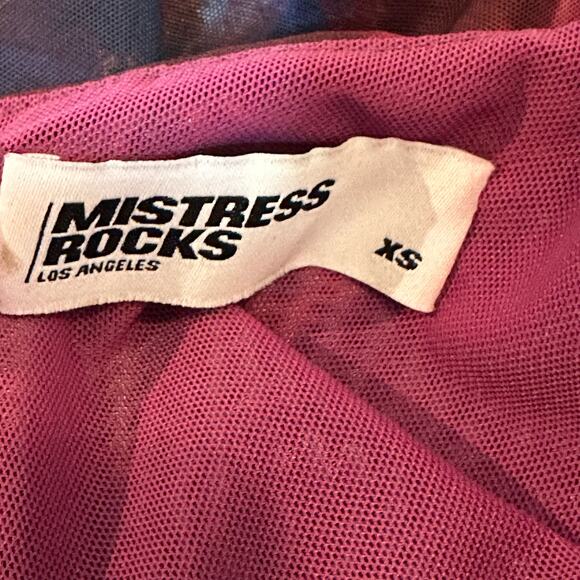 Mistress Rocks Lovely Day Multicolored Print cutout Cropped Top sz XS - Picture 6 of 8